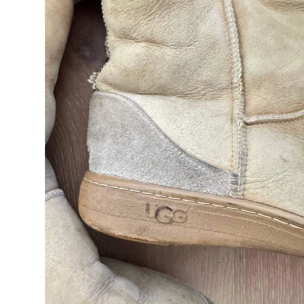 UGG Tall Sheepskin Shearling Fold Over Cuff Boots 13 Vintage Grunge Winter Ski